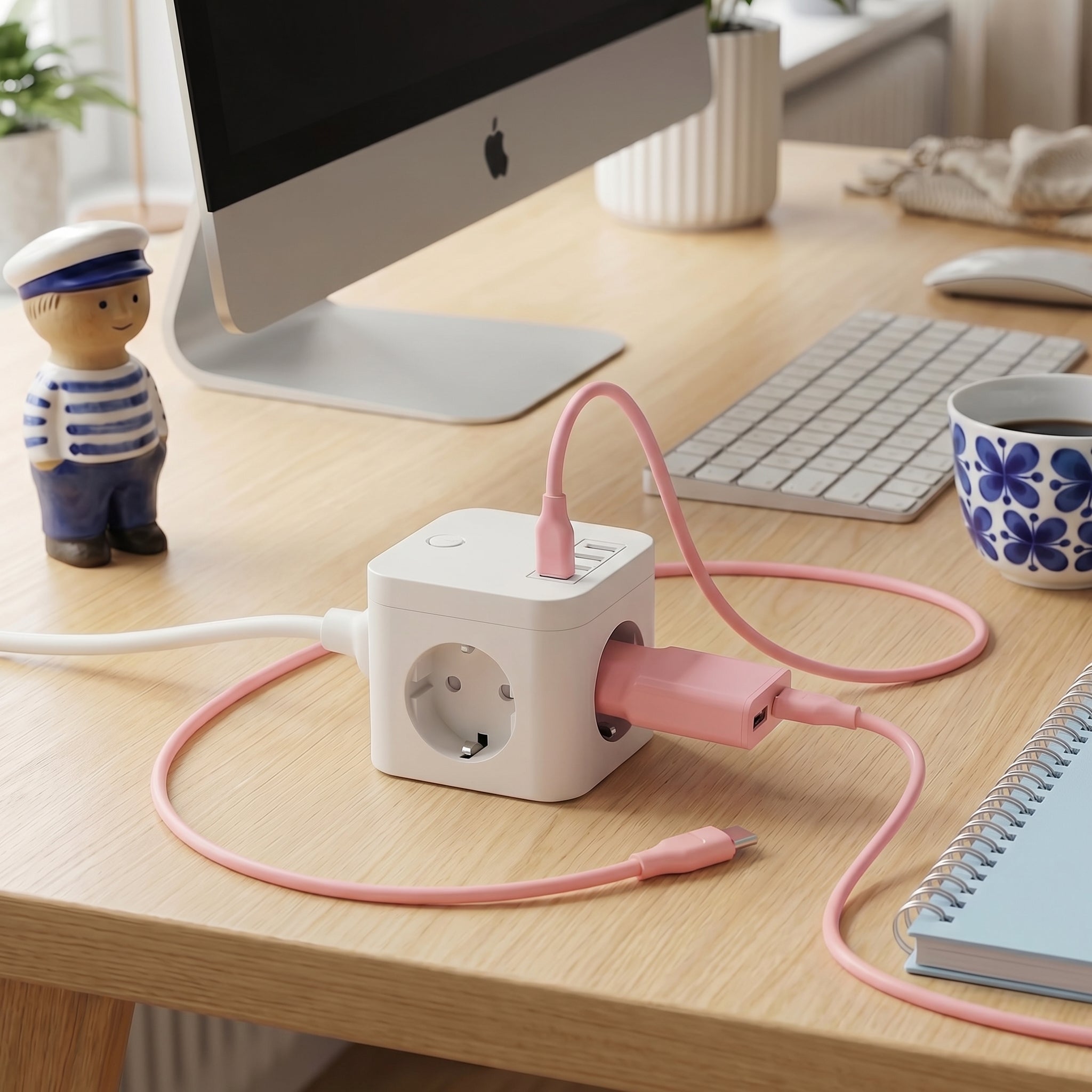 Rosa laddkabel USB-C till USB-C